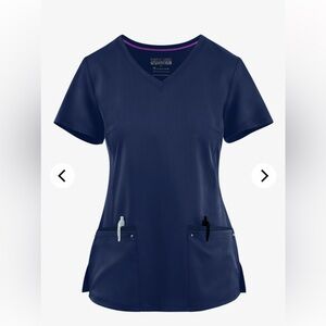 Navy scrub Top healing hands 2X